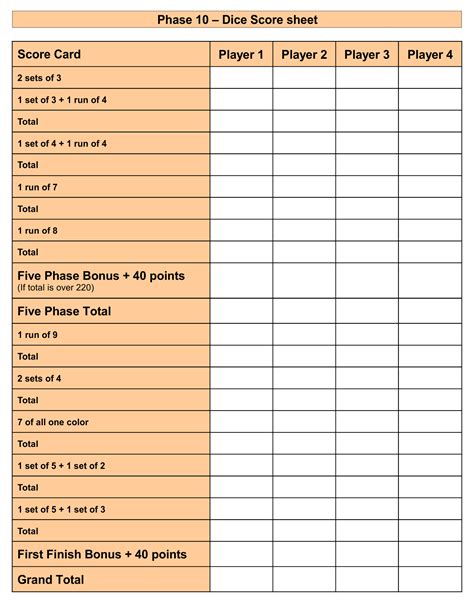 10000 dice game score sheet|phase 10 dice score sheet.